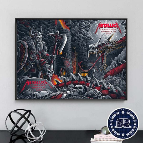 Metallica Full Show Combine Poster M72 In Minneapolis MN US At US Bank Stadium M72 North American Tour 2024 On August 16th And 18th 2024 Poster Canvas Wall Decor