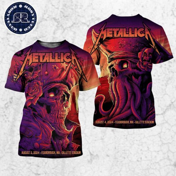 Metallica In Foxborough MA Full Show Combine Poster M72 North American Tour 2024 At Gillette Stadium On August 2 And 4 2024 All Over Print Shirt