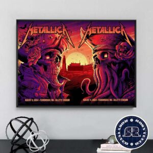 Metallica In Foxborough MA Full Show Combine Poster M72 North American Tour 2024 At Gillette Stadium On August 2 And 4 2024 Poster Canvas