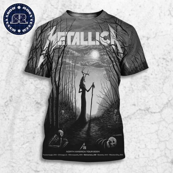 Metallica M72 North American Tour 2024 Pop-Up Poser For M72 Edmonton In Alberta Canada At Commonwealth Stadium On August 23th And 25th 2024 All Over Print Shirt