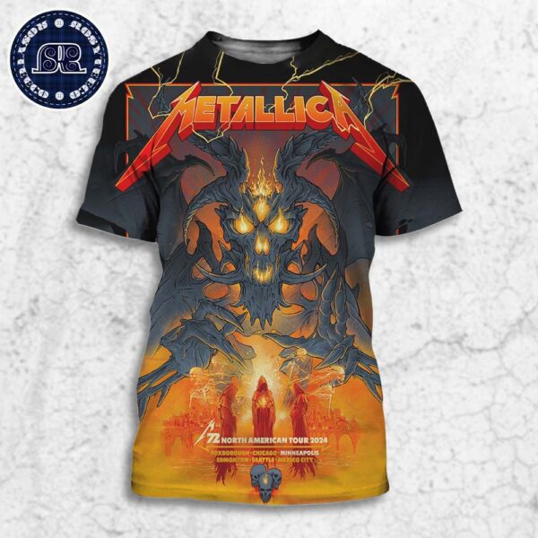 Metallica Pop-Up Poster Satan Artwork M72 In Minneapolis MN US At US Bank Stadium M72 North American Tour 2024 On August 16th And 18th 2024 All Over Print Shirt