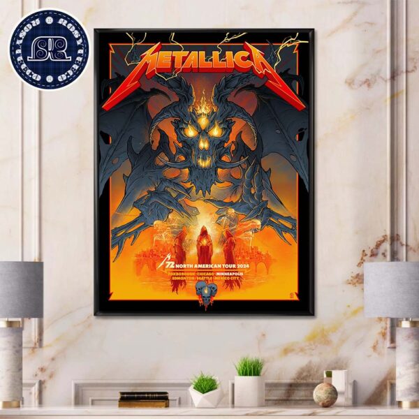 Metallica Pop-Up Poster Satan Artwork M72 In Minneapolis MN US At US Bank Stadium M72 North American Tour 2024 On August 16th And 18th 2024 Home Decor Poster Canvas