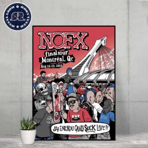 NOFX Band Final Tour Poster In Montreal QC At Parc Olympique On August 24 25 2024 Poster Canvas