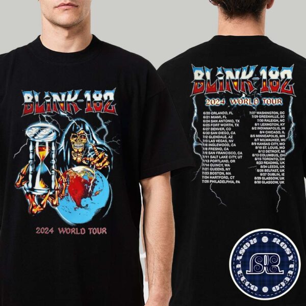 Official Blink-182 Event Tee 2024 World Tour Two Sides Print Unisex T-Shirt