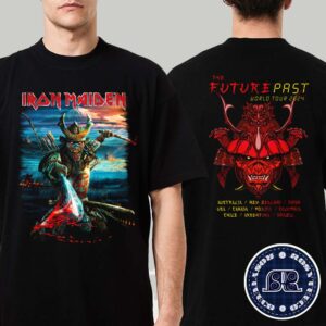 Official Iron Maiden The Future Past 2024 World Tour Senjutsu Mount Fuji Two Sides Print Vintage T-Shirt