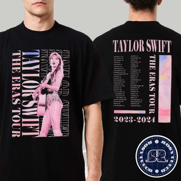 Official Taylor Swift The Eras Tour 2023 2024 Two Sides Print Vintage T-Shirt