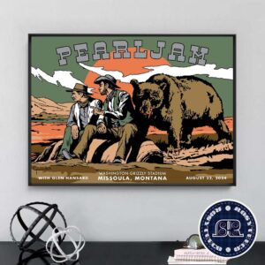 Pearl Jam In Missoula Montana With Glen Hansard Event Poster Art By Cyrus Walker On August 22 2024 At Washington-Grizzly Stadium Poster Canvas