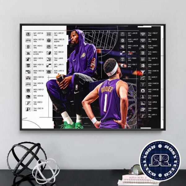 Phoenix Suns Official NBA Schedule 2024-2025 Regular Season Wall Decor Poster Canvas