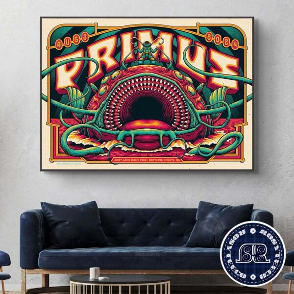 Primus Show Poster For Tonight In Maryland Heights MO At Saint Louis Music Park On August 3 2024 Home Decor Poster Canvas