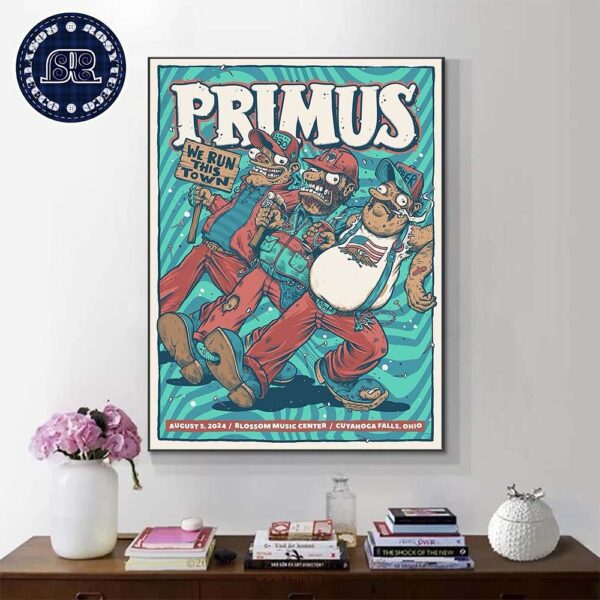 Primus We Run This Town Show In Cuyahoga Falls OH At Blossom Music Center On August 5 2024 Home Decor Poster Canvas