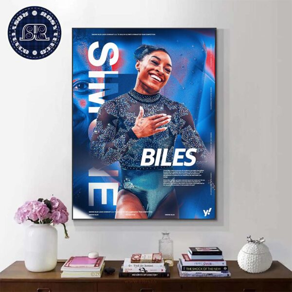 Simone Biles Wins Her 9th Olympic Medal Capturing Gold In Women’s All-Around At Olympics Paris 2024 Poster Canvas