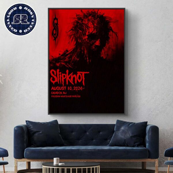 Slipknot 2024 Tour Official Poster For Camden NJ At Freedom Mortgage Pavilion On August 10 2024 25th Anniversary Home Decor Poster Canvas