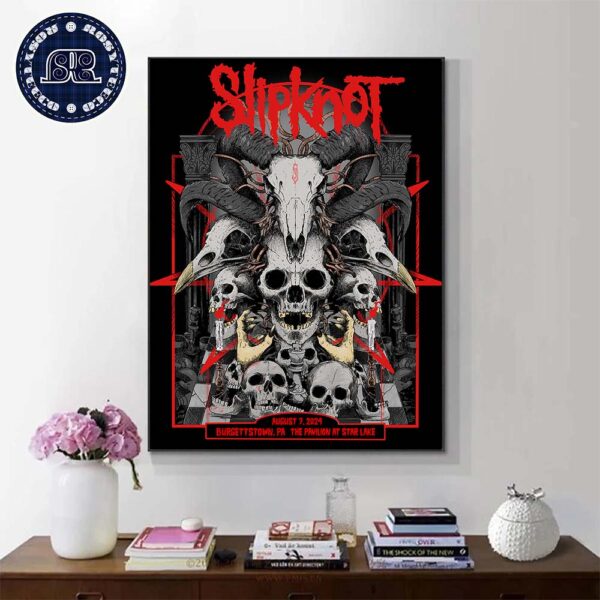 Slipknot 2024 Tour Poster 25th Anniversary In Burgettstown PA At The Pavilion at Star Lake On August 7 2024 Home Decor Poster Canvas