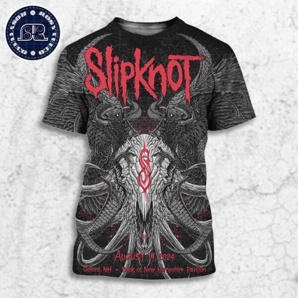 Slipknot 2024 Tour Poster 25th Anniversary In Gilford NH At Bank Of Hampshire Pavilion On August 14 2024 All Over Print Shirt