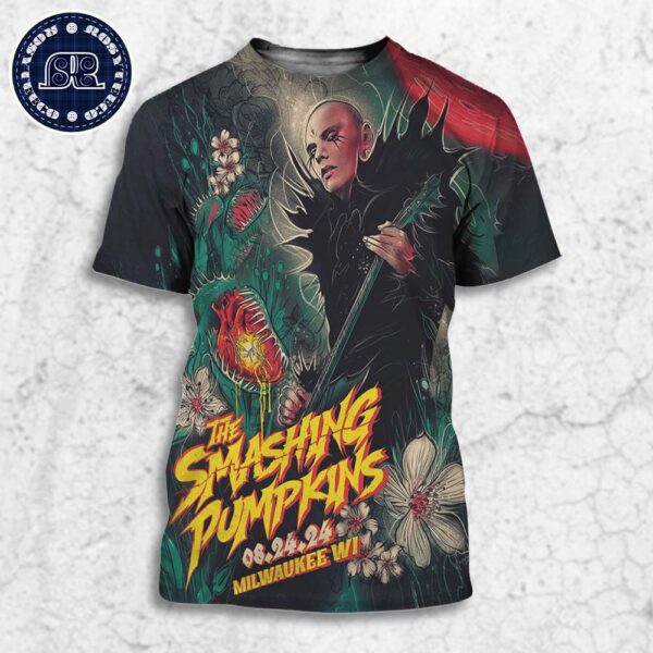 The Smashing Pumpkins Poster For Milwaukee WI On August 24 2024 At American Family Field 3D Shirt