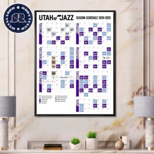 Utah Jazz Official NBA Schedule 2024-2025 Regular Season Wall Decor Poster Canvas